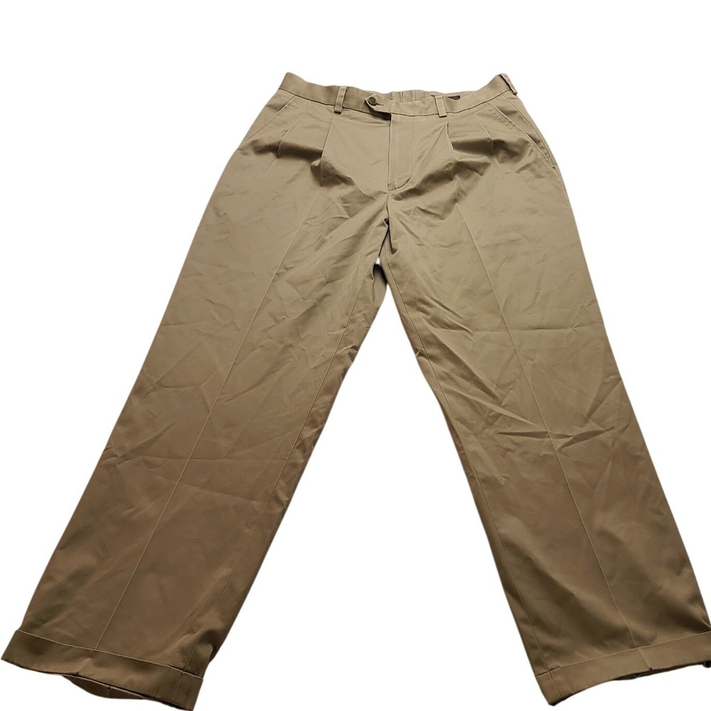 John W Nordstrom Smartcare Pleated Men's Chino Pants 32x30 Khaki Tan Cotton